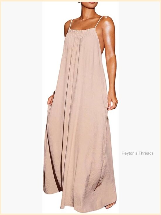 Dresses & Skirts - Beaded Tie Backless Maxi Dress Ruffle Boho Vacation Outfit